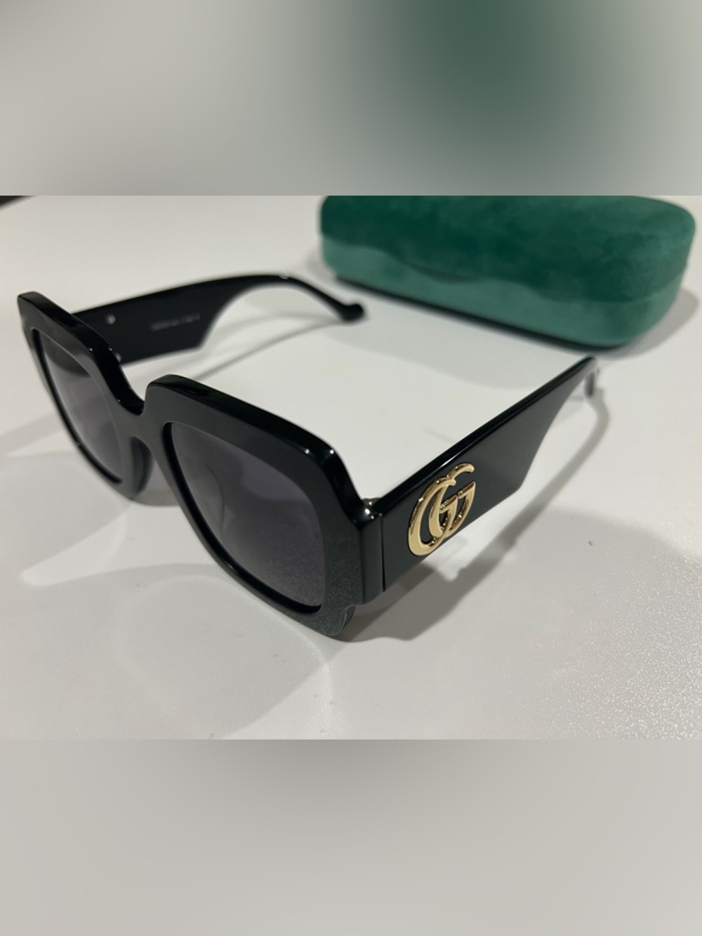 Gucci Sunglasses Black Gold Grey Square Woman’s GG Shades